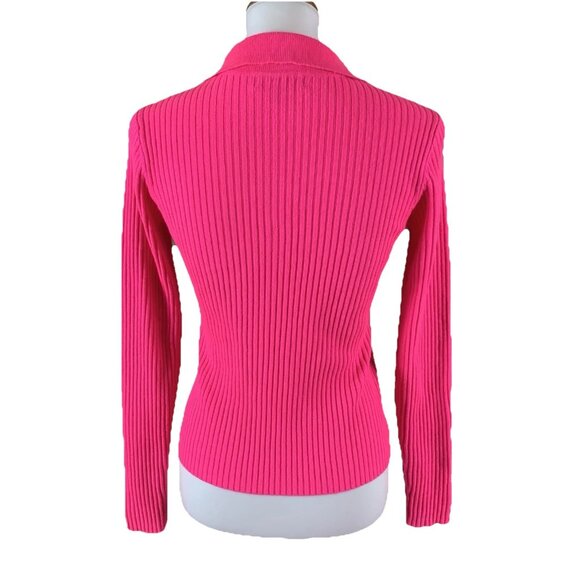 Generation Love Hot Pink Ribbed Knit Wool Blend Henley Sweater Small - Picture 3 of 5